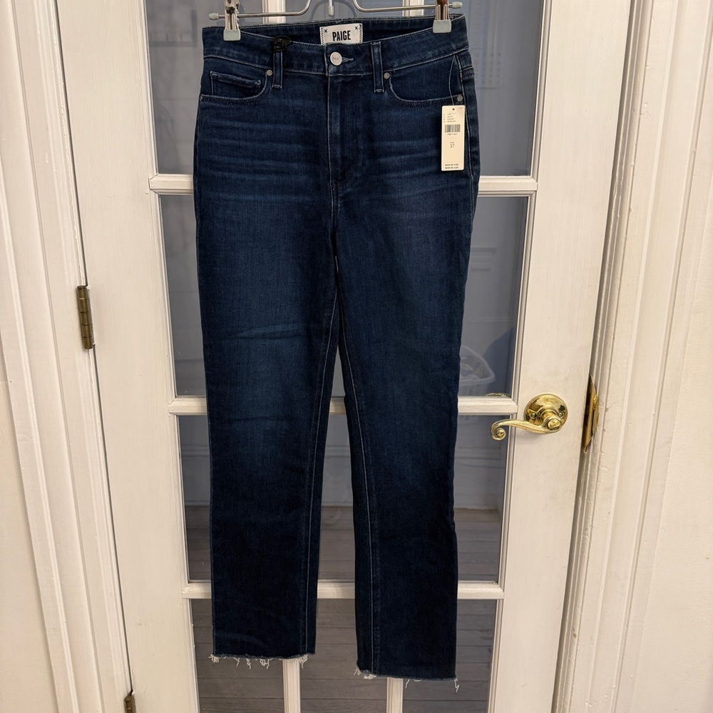 PAIGE Women's Dark Wash Cindy High Rise Straight Ankle Jeans Size 27 NEW